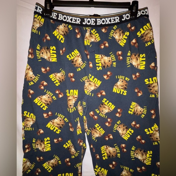 Joe Boxer Black Pajama Pants with I Love my Nuts Design - Picture 2 of 7